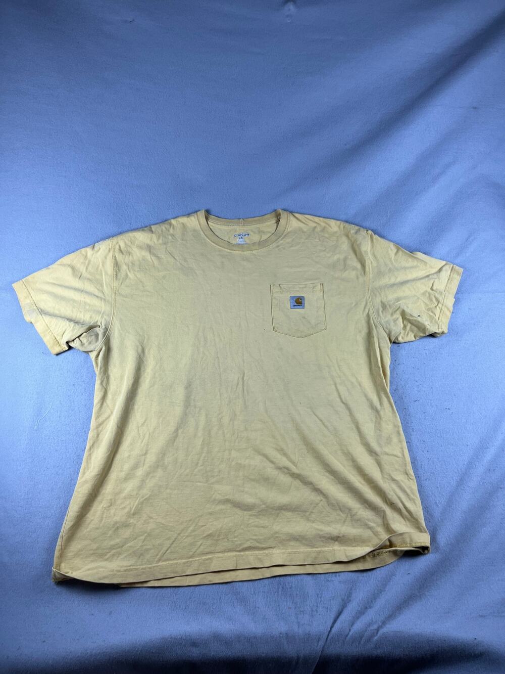 Carhartt Pocket T-Shirt Men 2XL Beige Yellow Short Sleeve Crew Neck Workwear Tee